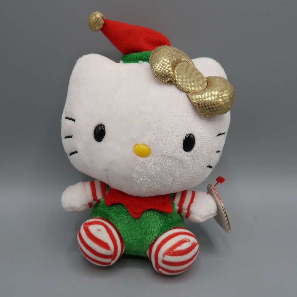 TY Beanie Babies Hello Kitty Christmas Elf Sanrio 6" Stuffed Animal 2012